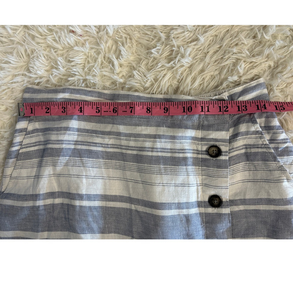 Cynthia Rowley Women's Size M Blue & White Striped 100% Linen Midi Skirt #0470 - Picture 9 of 10